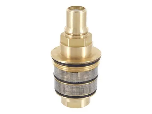Kartusche in Messingoptik von Ideal Standard, mit transparentem Gitter, geeignet für den Anschluss in hydraulischen Systemen.